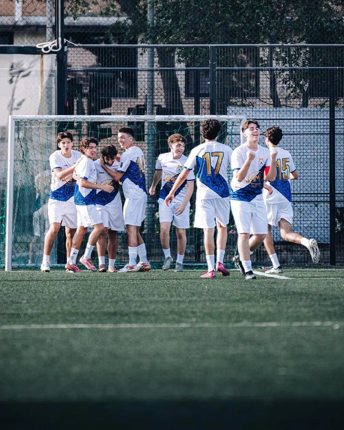 Goal celebration during a match on the pitch